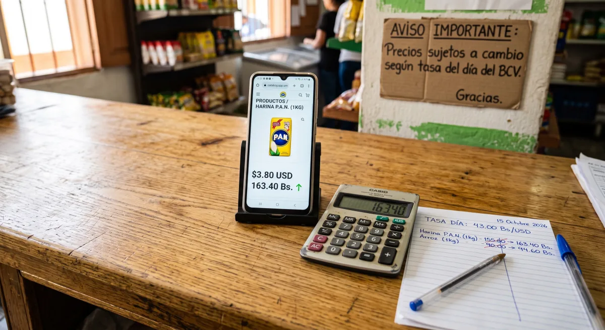 Laptop mostrando el proceso de configuración de una tienda virtual junto a un celular con un catálogo digital ya funcionando