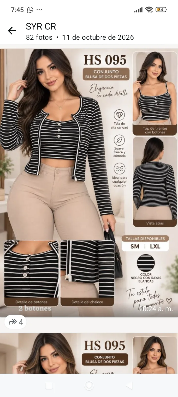 conjunto top crop y blusa manga larga